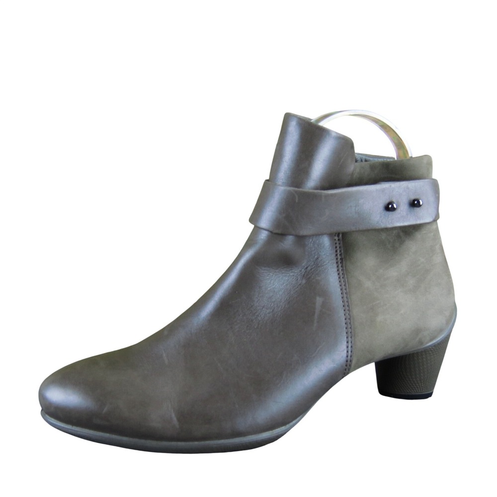 Ecco Women's‎ 36 Brown Leather Ankle Booties Low Heel Zip Comfort Shoes